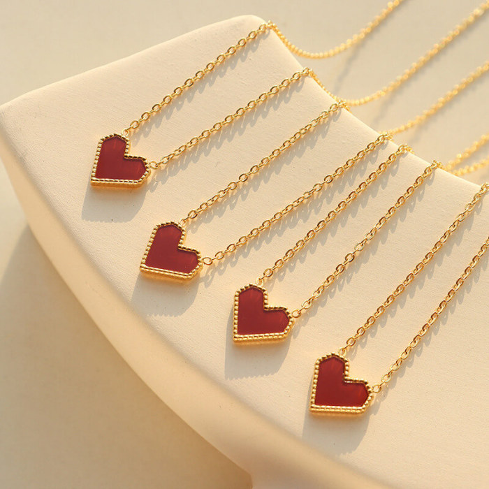 Wholesale Stainless Steel Red Heart Necklace