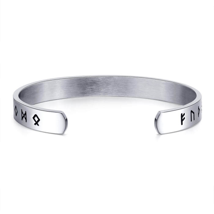 Wholesale Stainless Steel Open Viking Rune Bangle