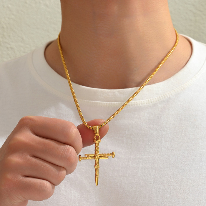 Wholesale Men's Stainless Steel Nail Cross Pendant