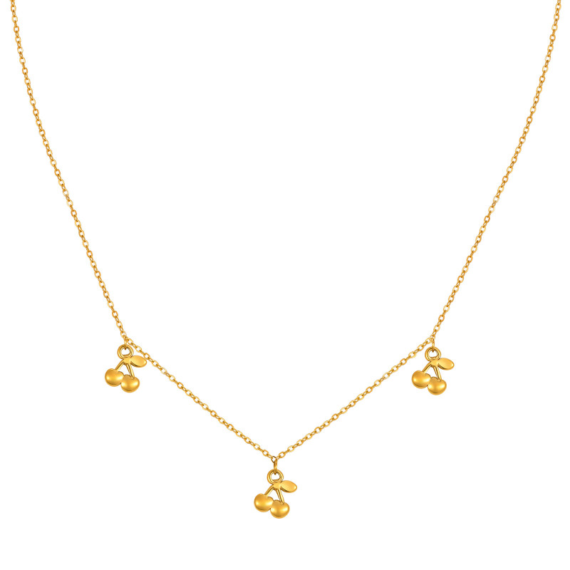 Wholesale Stainless Steel Cherry Necklace