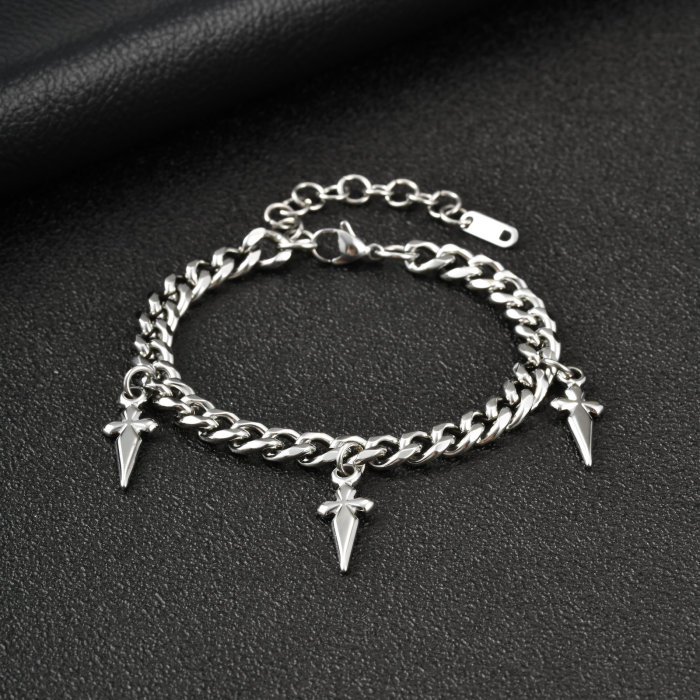 Wholesale Stainless Steel Cuban Link Charm Bracelet