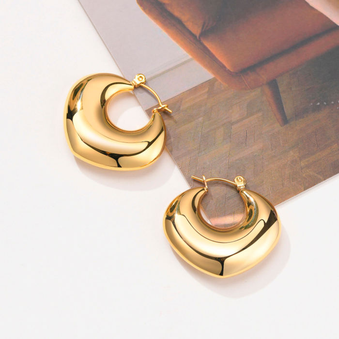 Wholesale Stainless Steel Puffed Heart Hoop Earring