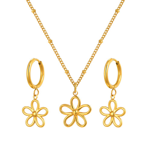 Wholesale Stainless Steel Elegant Flower Jewelry Set