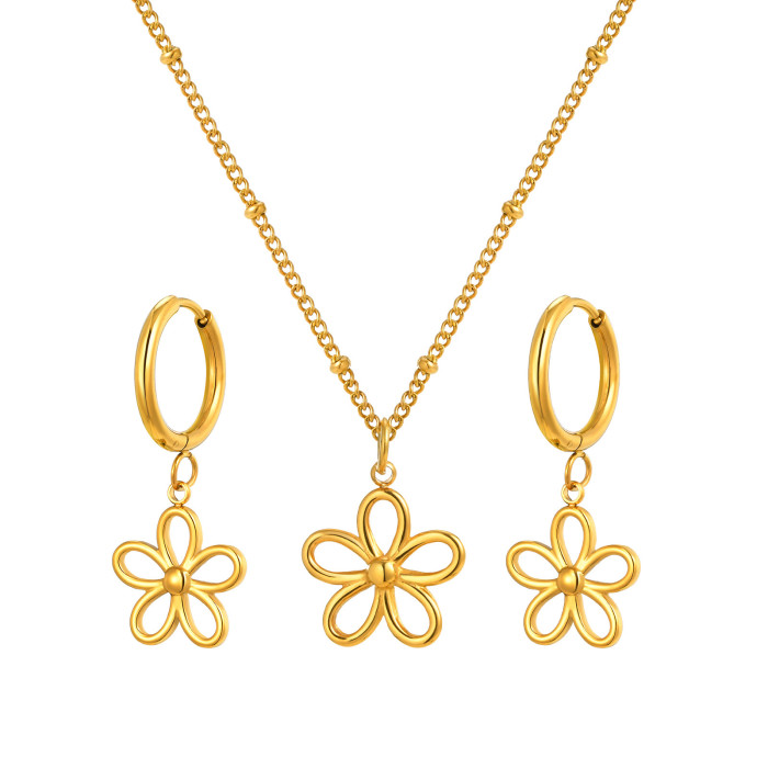 Wholesale Stainless Steel Elegant Flower Jewelry Set
