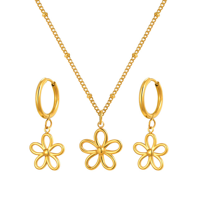 Wholesale Stainless Steel Elegant Flower Jewelry Set