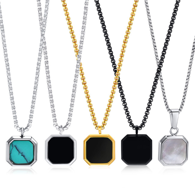 Wholesale Stainless Steel Men's Octagonal Enamel Pendant