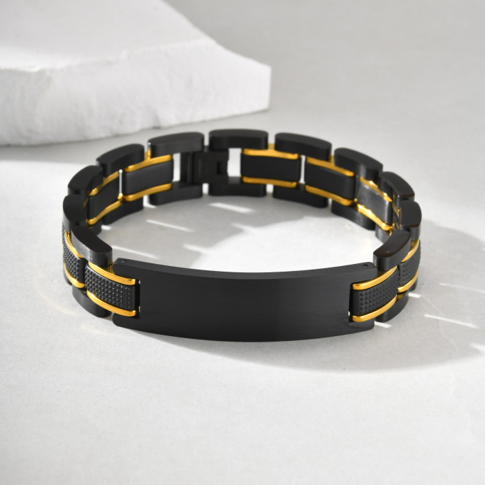 Stainless Steel Black Gold ID Bracelet Wholesale