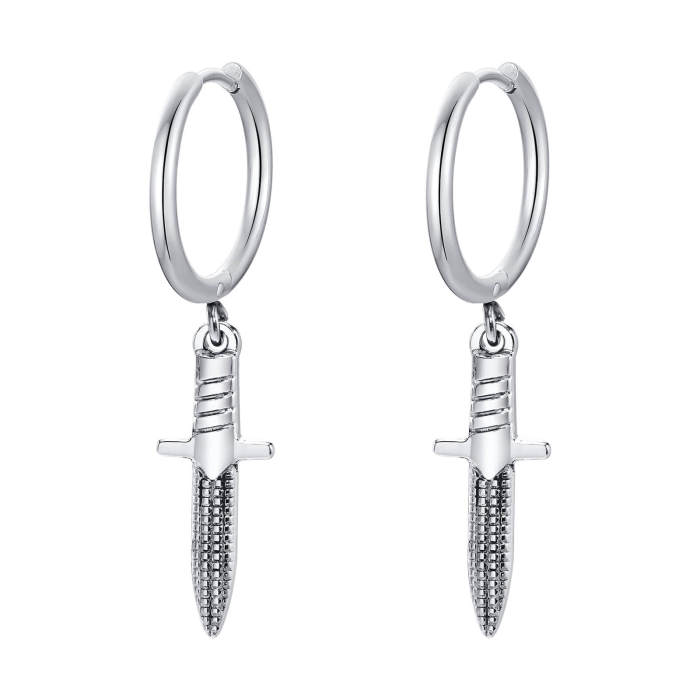 Wholesale Stainless Steel No Piercing Sword Earrings