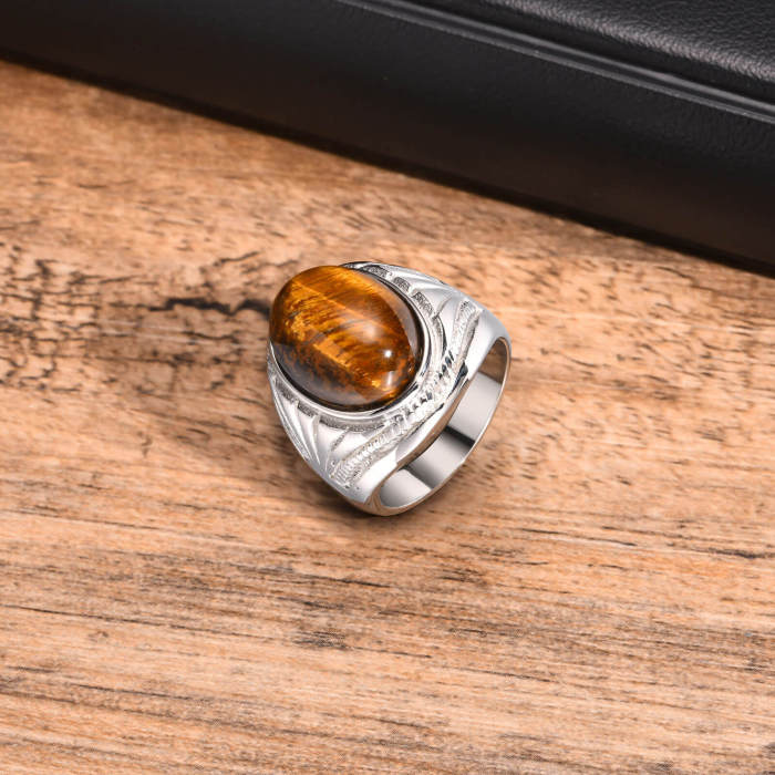 Wholesale Stainless Steel Tiger Eye Ring