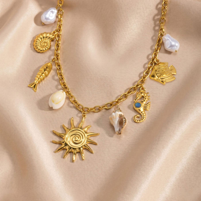Wholesale Stainless Steel Marine Charm Necklace
