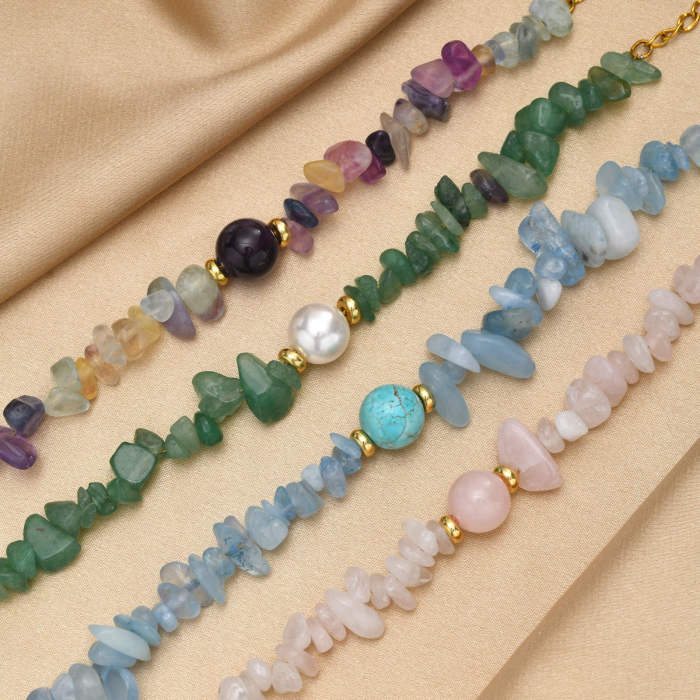 Wholesale Gold Plated Natural Crystal Chip Bracelet