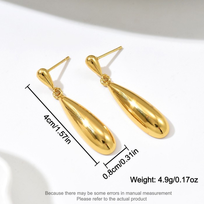 Wholesale Stainless Steel Long Teardrop Earrings
