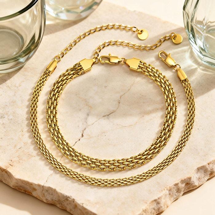 Wholesale Gold Plated Stainless Steel Mesh Chain Anklet