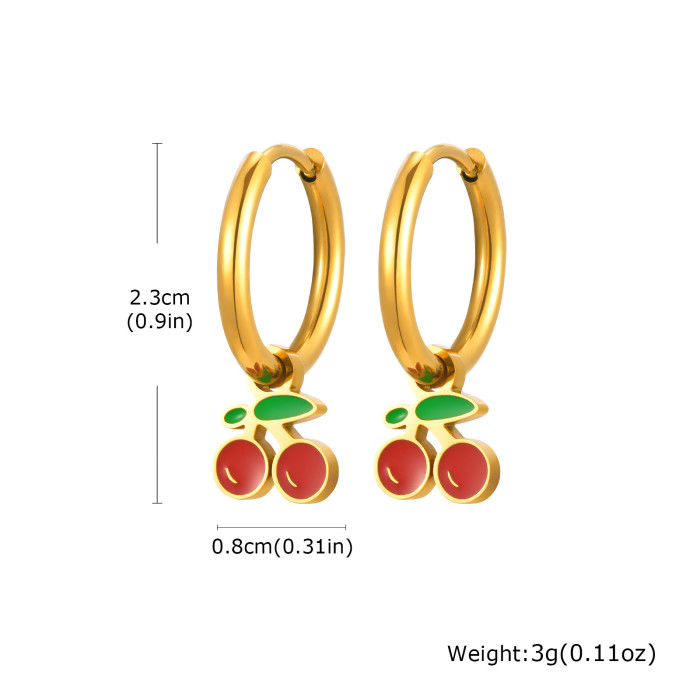 Wholesale Stainless Steel Strawberry Cherry Earrings