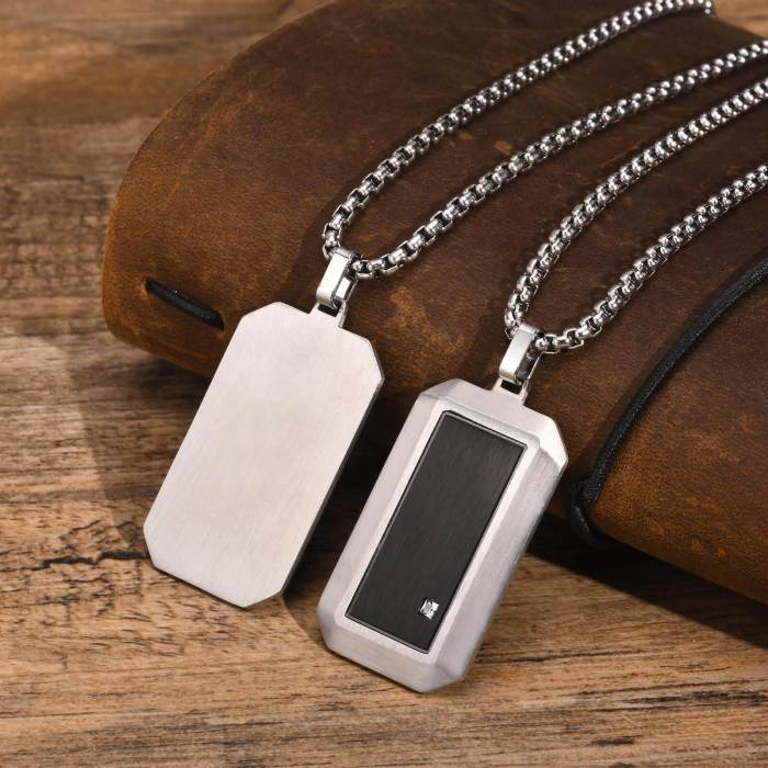 Wholesale Stainless Steel Black CZ Dog Tag Pendant