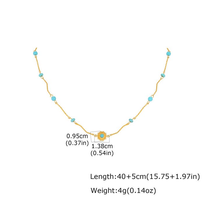 Wholesale Stainless Steel Layered Turquoise & Cowrie Shell Necklace