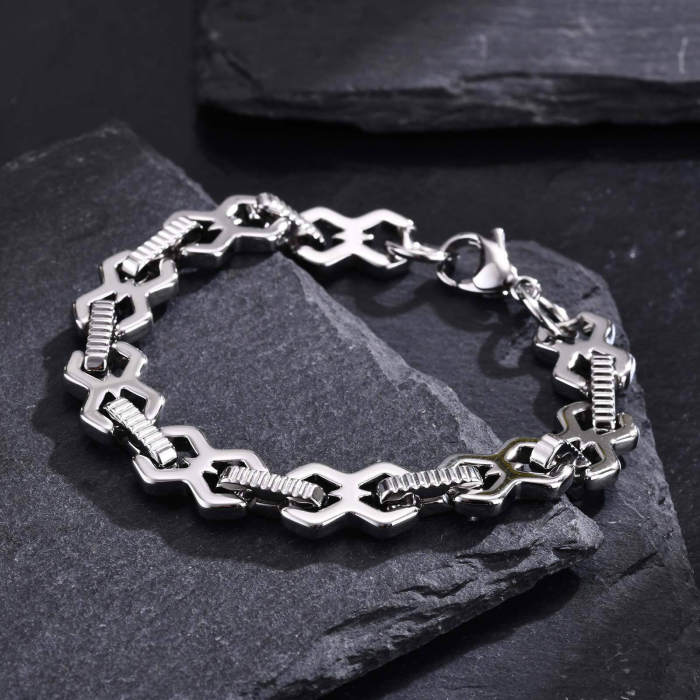 Wholesale Stainless Steel Hip Hop Geometric Bracelet