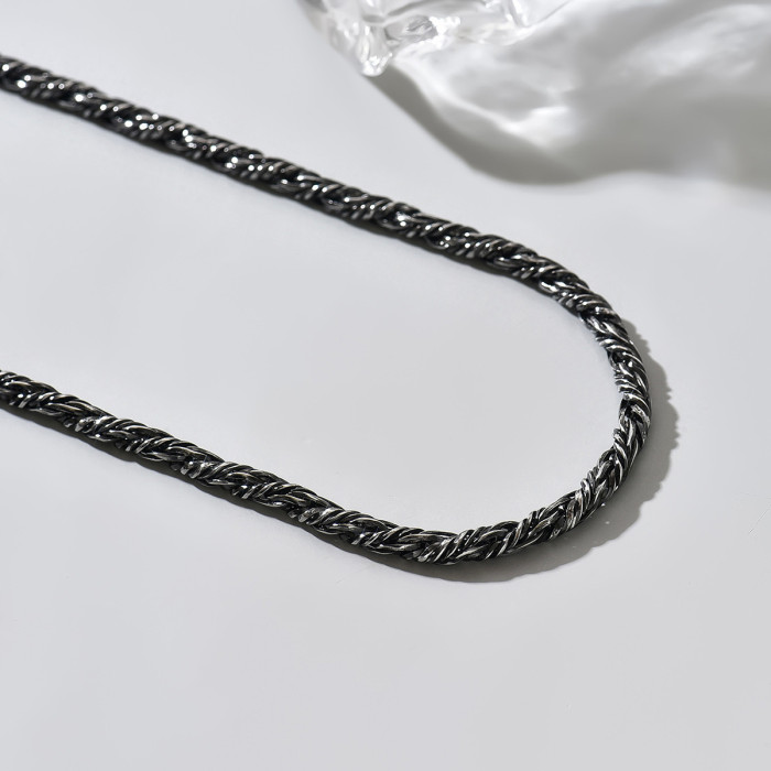 Wholesale Men's Oxidized Stainless Steel Wheat Chain