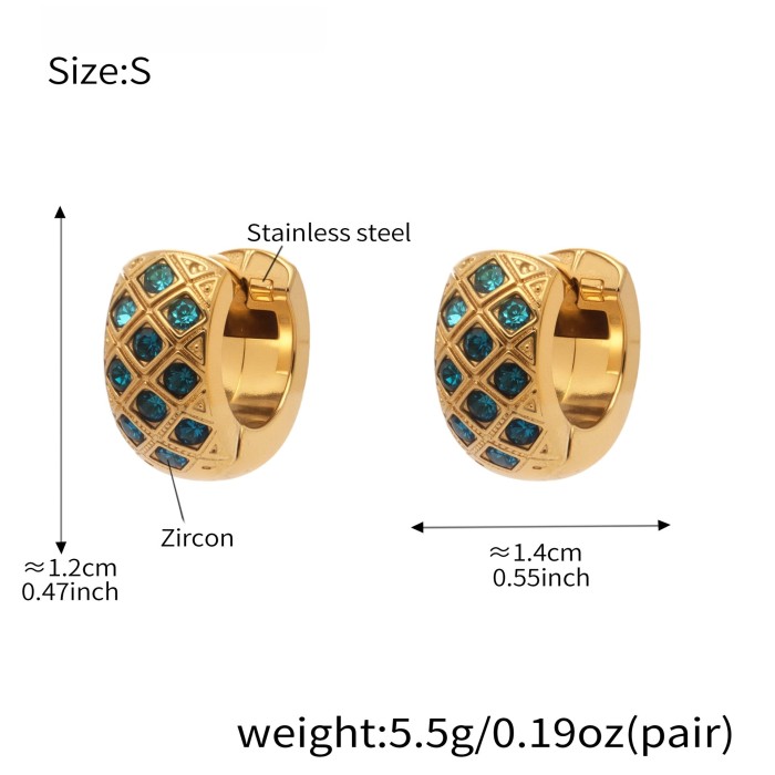 Wholesale Stainless Steel Gold Pave Hoop Earrings
