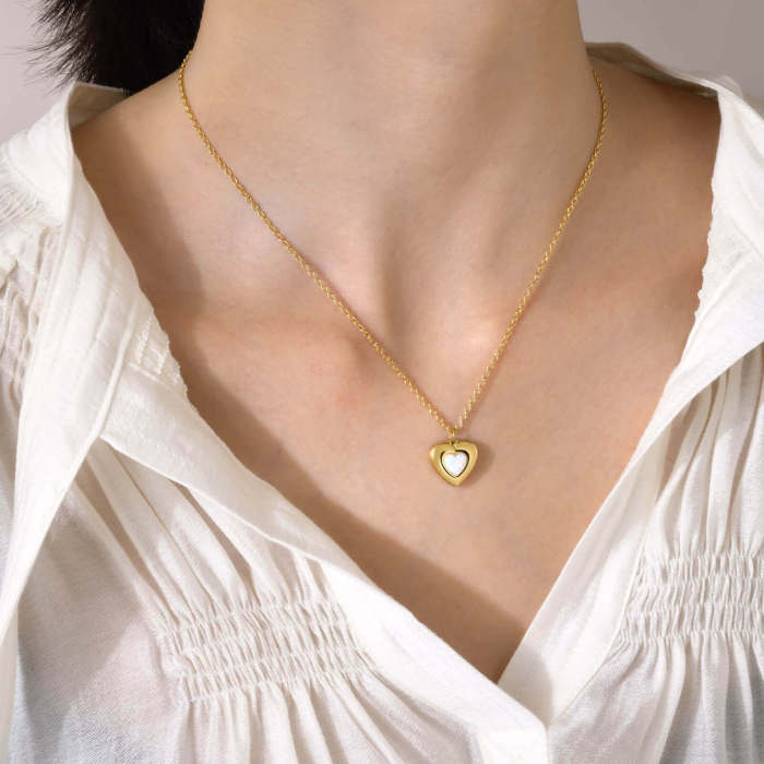 Wholesale Stainless Steel Double Heart Pendant Necklace