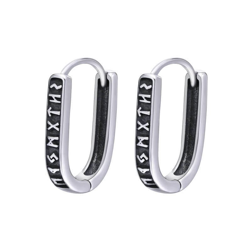Wholesale Stainless Steel Viking Rune U Shape Hoop Earrings