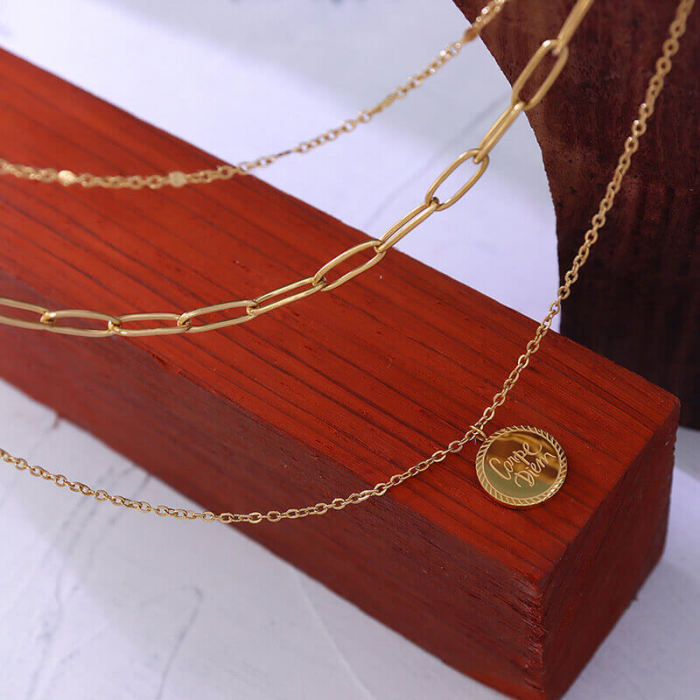 Wholesale Stainless Steel Multi-layered Coin Necklace