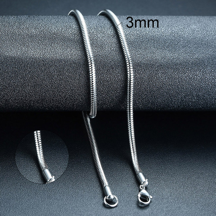 Wholesale Stainless Steel Necklace 1/2/3/4mm Round Snake Chain