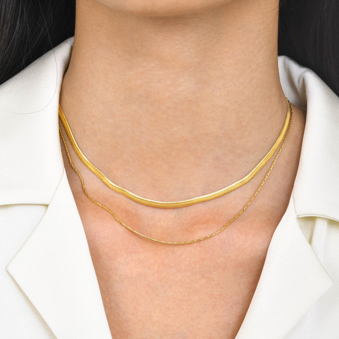 Wholesale Stainless Steel Herringbone & Cardano Chain Necklace