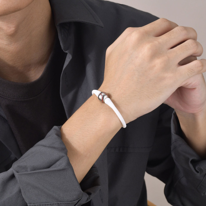 Wholesale Steel Baseball Silicone Bracelet