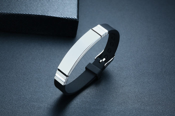 Wholesale Stainless Steel Personalized Silicone Bracelet