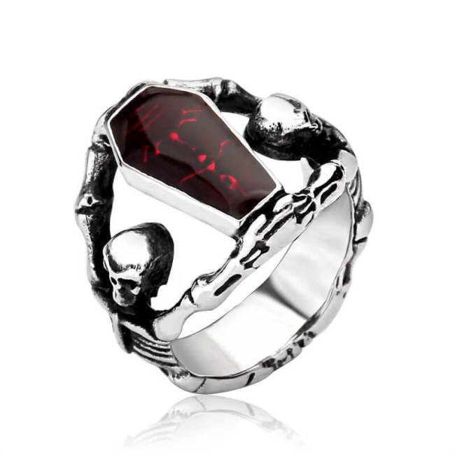 Wholesale Stainless Steel Double Skeleton Skull Ring