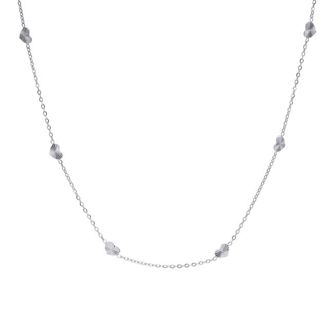 Wholesale Stainless Steel Pleated Hearts Necklace