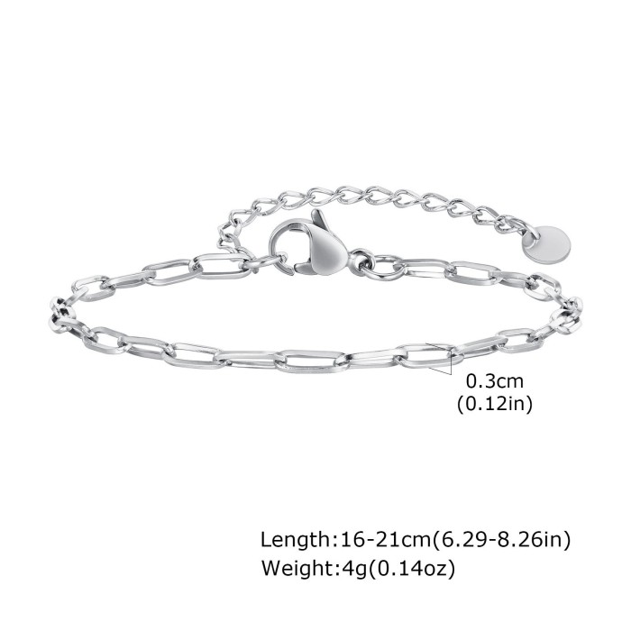 Wholesale Stainless Steel Paperclip Link Chain Bracelet