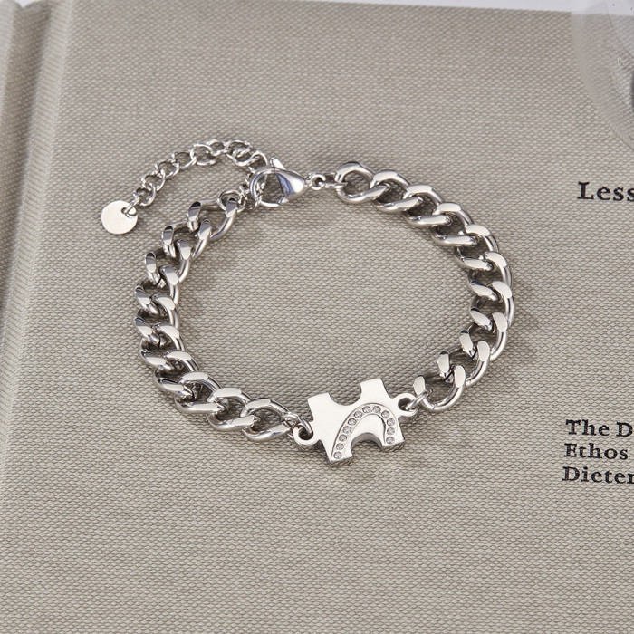 Wholesale Stainless Steel Love Puzzle Couple Bracelet Set
