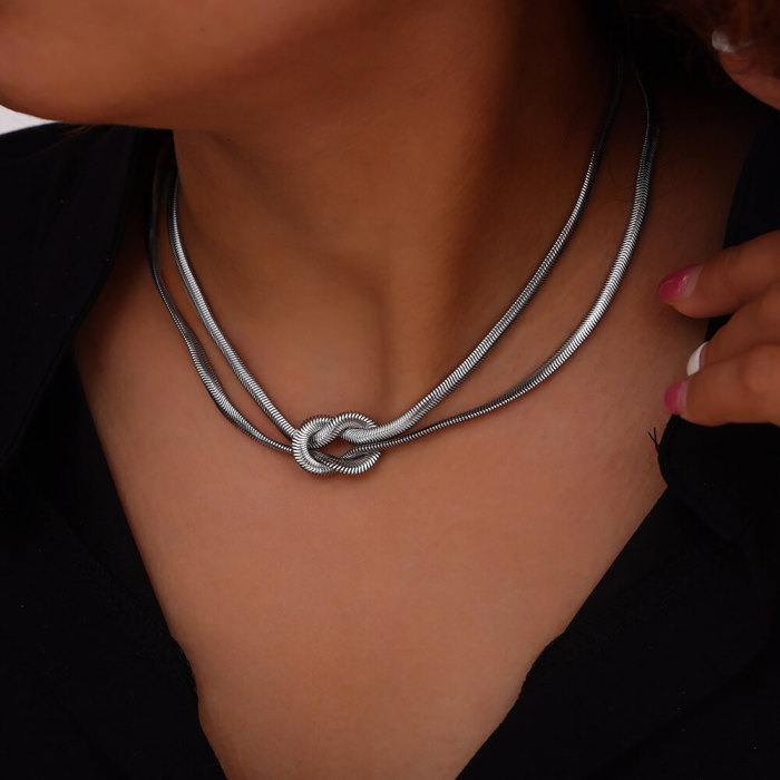 Wholesale Stainless Steel Double Snake Bone Necklace