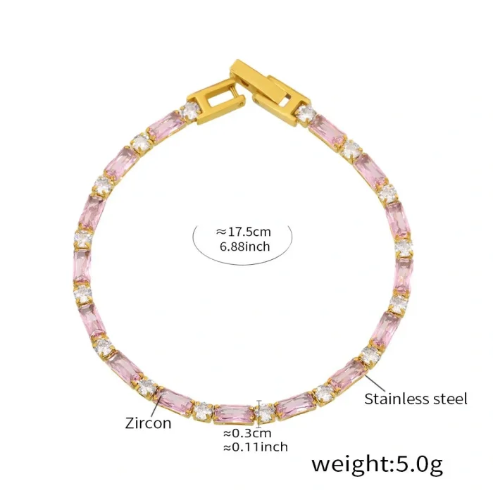 Wholesale Stainless Steel Colorful CZ Tennis Bracelet
