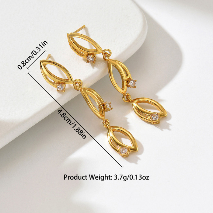 Wholesale Stainless Steel 18K Gold Plated Leaf Earrings
