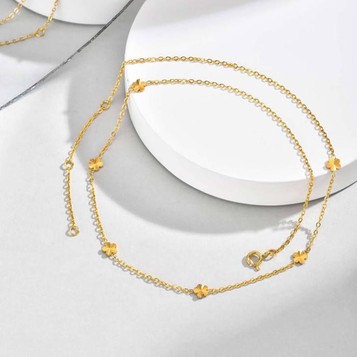 Wholesale Delicate Gold Flower Chain Necklace