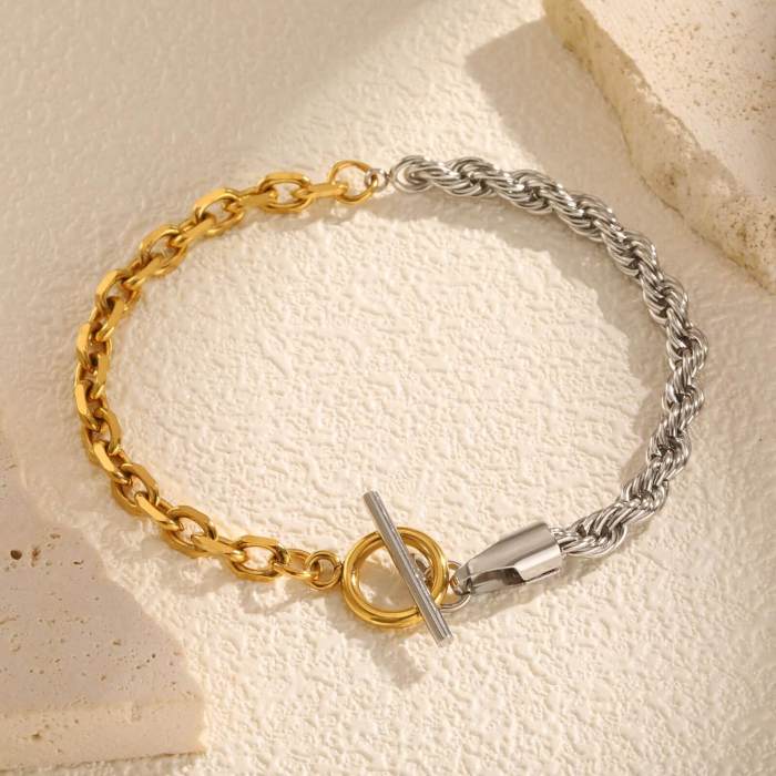 Wholesale Stainless Steel Chain Patchwork Bracelet