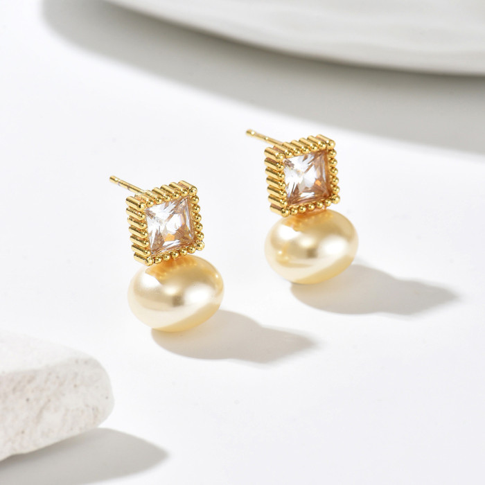 Wholesale Stainless Steel Square CZ Studs