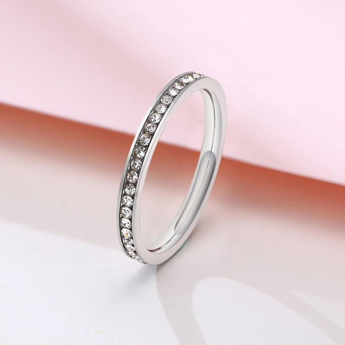 Wholesale Stainless Steel 2mm CZ Full Eternity Ring