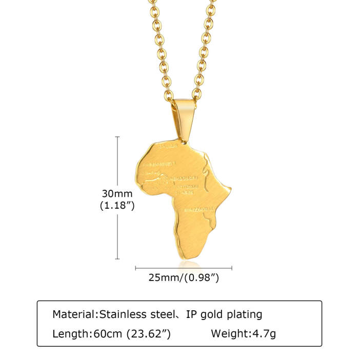 Wholesale Stainless Steel Gold African Map Pendant