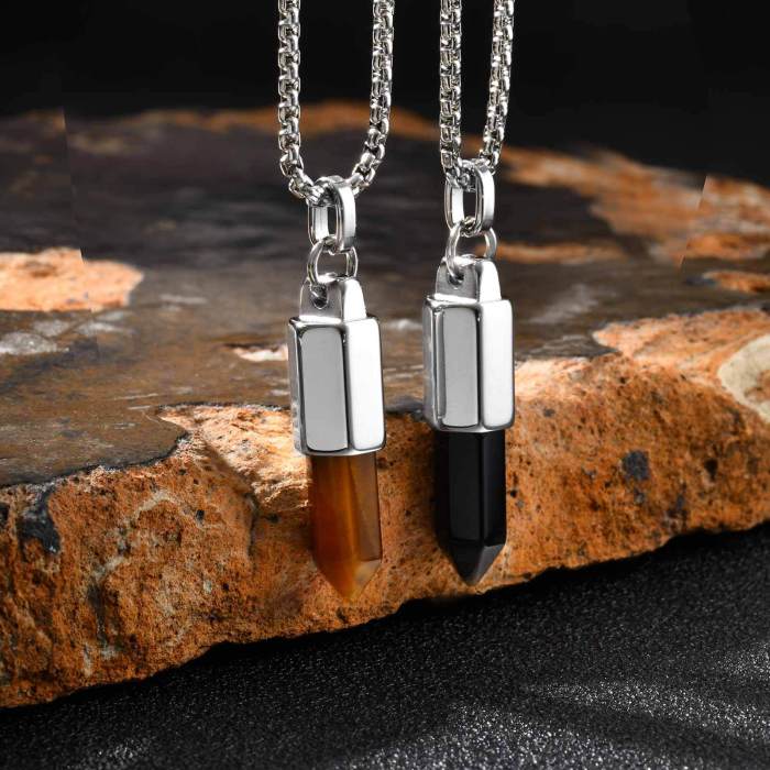 Wholesale Stainless Steel Tiger Eye Agate Pendant