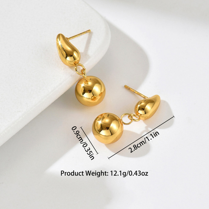 Wholesale Stainless Steel Gold Plated Ball Earrings