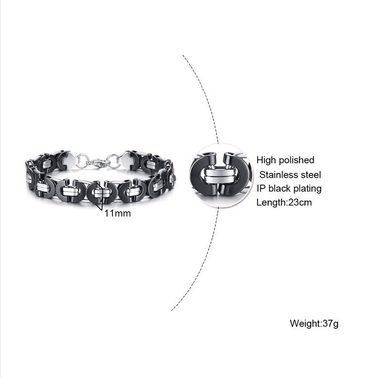 Wholesale Stainless Steel 11MM Byzantine Chain Bracelet