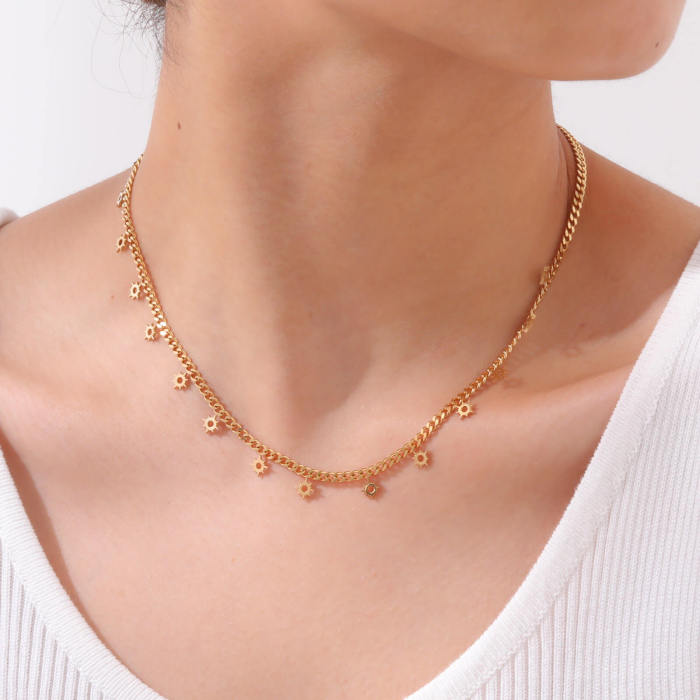 Wholesale Stainless Steel Sun Gold Necklace