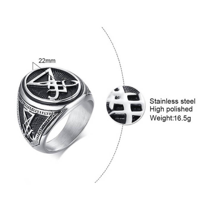 Wholesale Stainless Steel Mens Lucifer Signet Ring