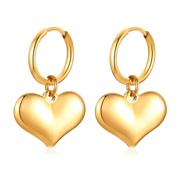 Wholesale Stainless Steel Heart Hoop Earrings