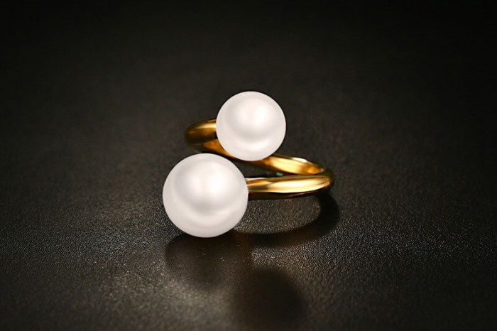 Wholesale Stainless Steel Interlocking Pearl Ring