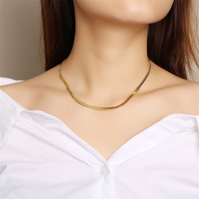 Wholesale Stainless Steel Flat Snake Chain Necklace